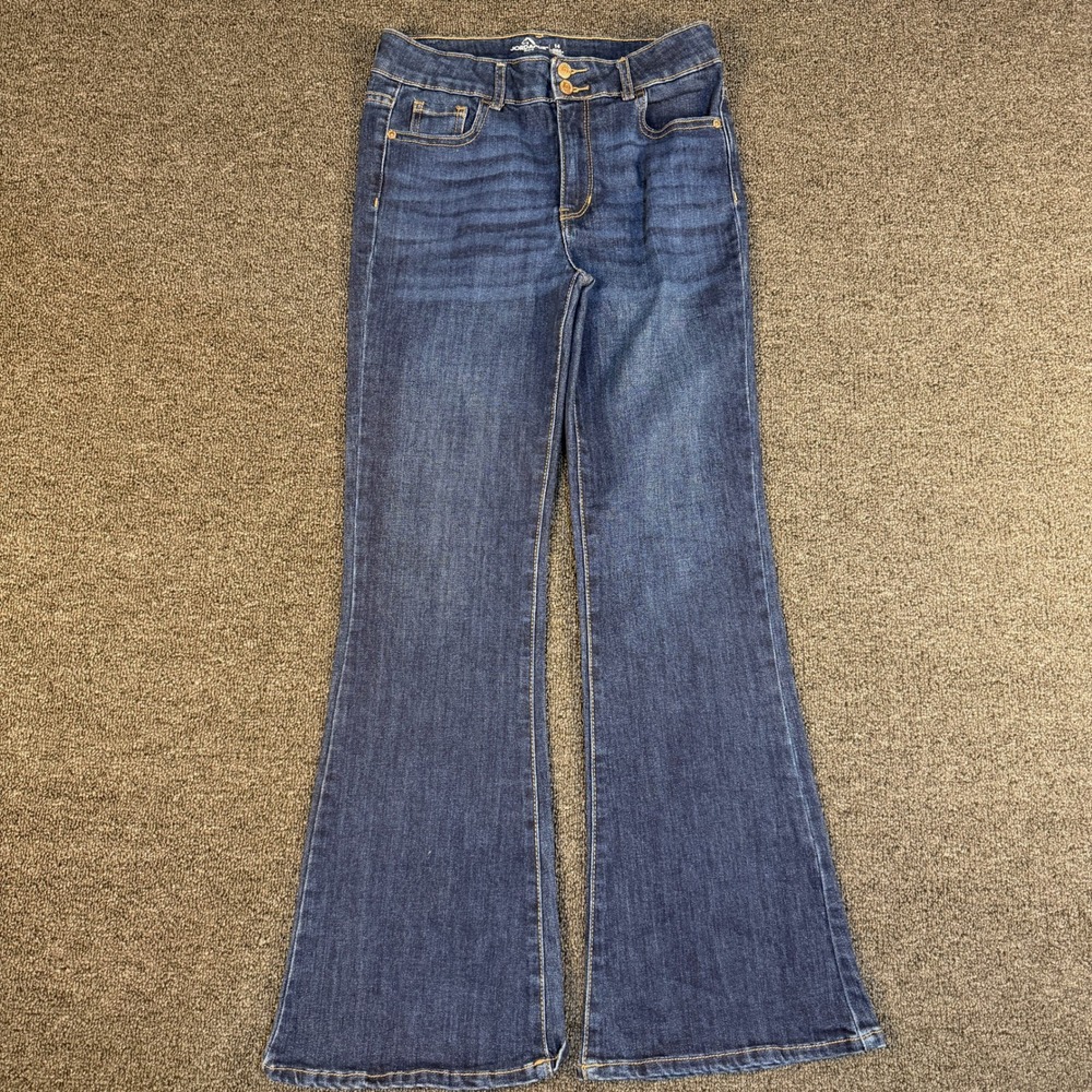 Jordache Jeans Girls 14 Flare Dark Enzyme Stretch EUC